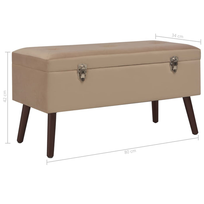 Bank mit Staufach Beige 80 cm Samt