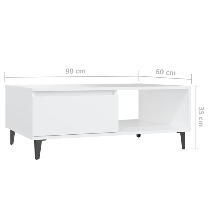 Couchtisch Weiß 90x60x35 cm Holzwerkstoff