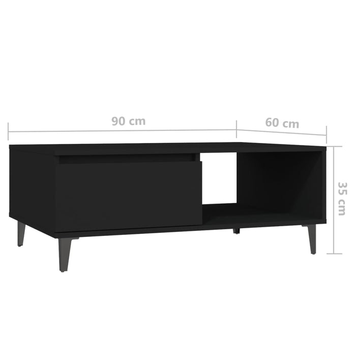 Couchtisch Schwarz 90x60x35 cm Holzwerkstoff
