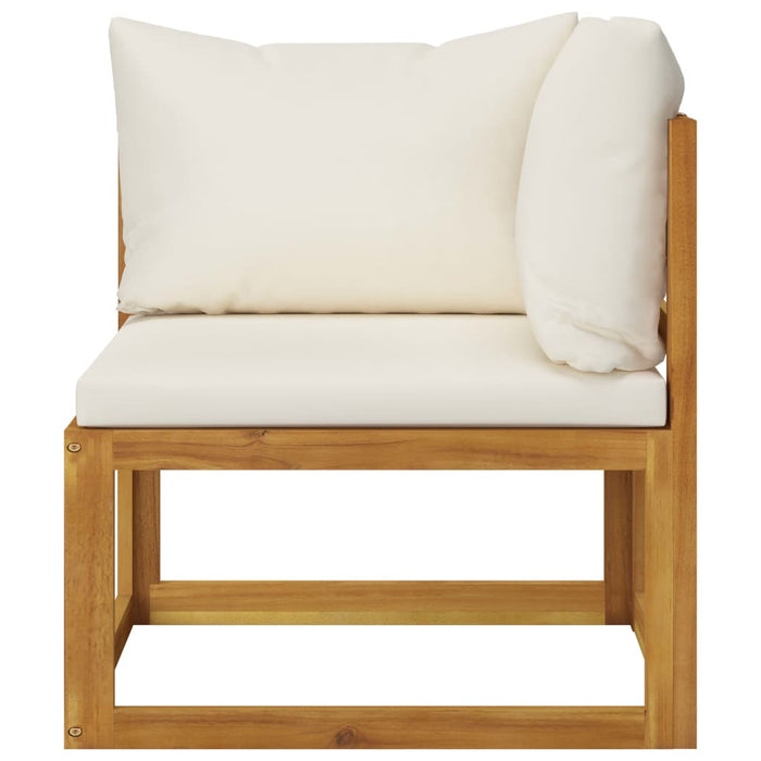 2-seater garden bench with cream white cushions