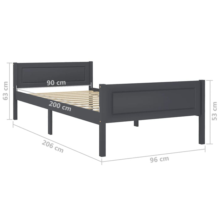 Massivholzbett Grau Kiefer 90x200 cm