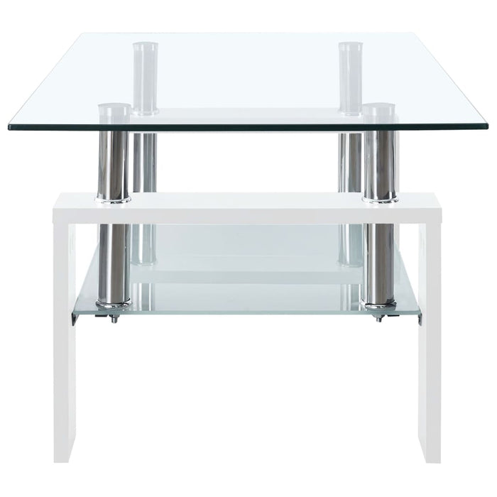 Couchtisch Weiß Transparent 95x55x40 cm Hartglas