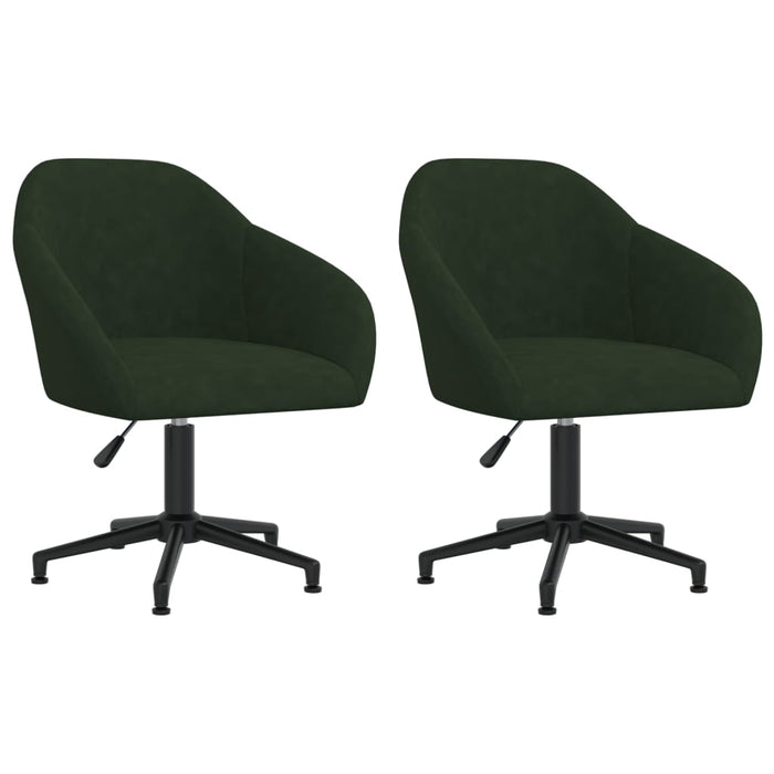Dining room chairs 2 pcs. Swivel dark green velvet