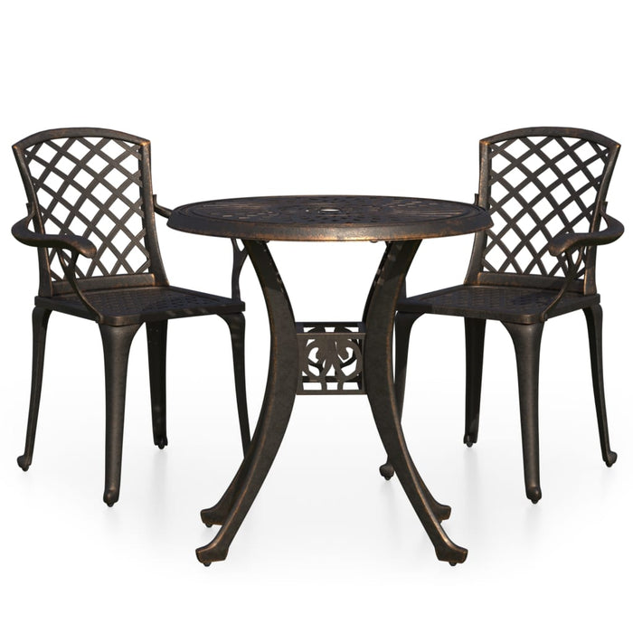 3-tlg. Bistro-Set Aluminiumguss Bronzen
