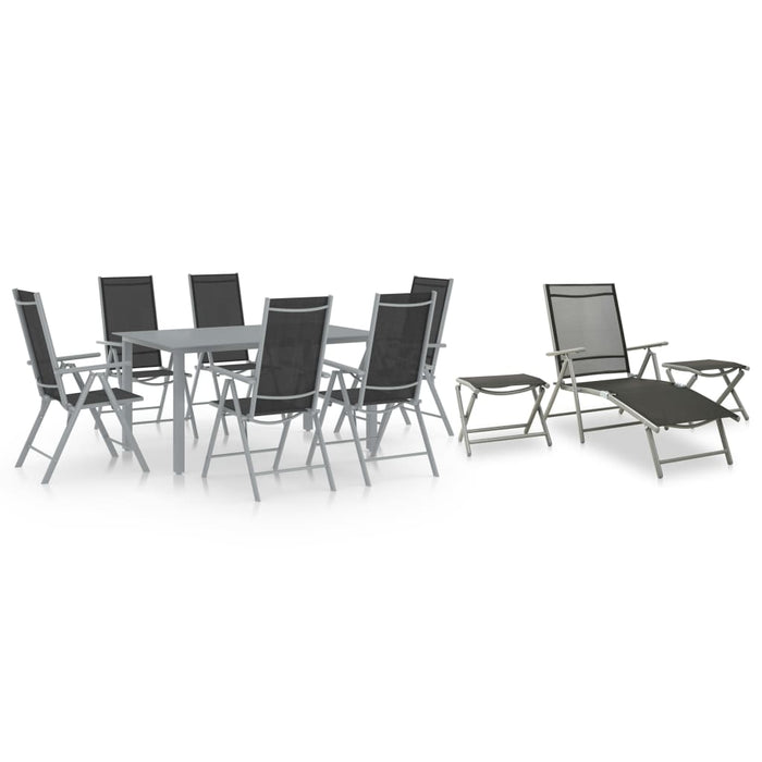 10 pcs. Black and silver garden dining set