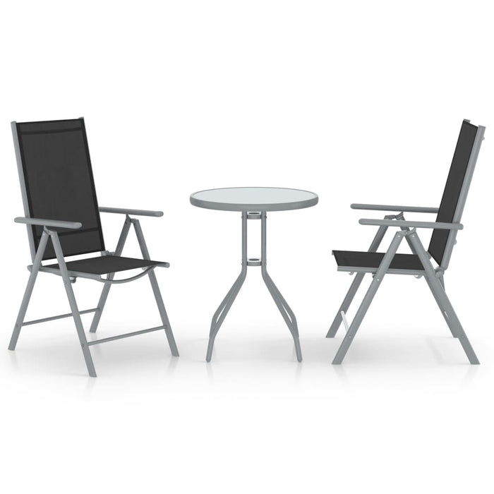 3-tlg. Bistro-Set Aluminium und Textilene Silbern