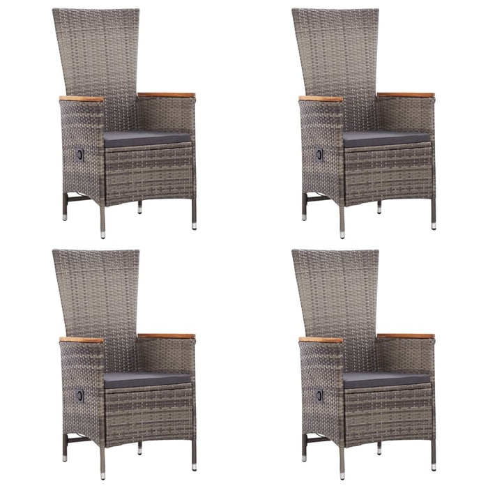 7-tlg. Garten-Essgruppe Poly Rattan Grau