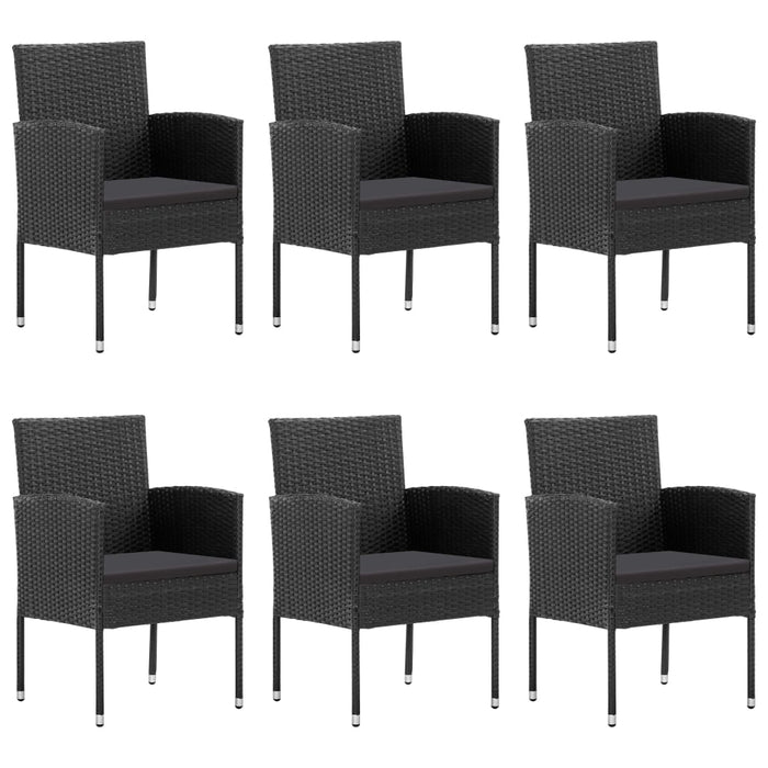 7-tlg. Garten-Essgruppe Poly Rattan Schwarz