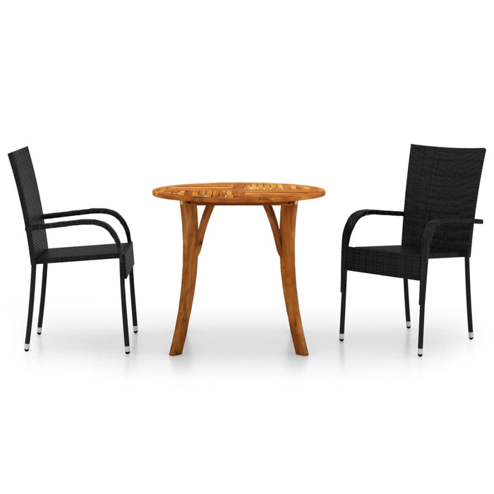 3-tlg. Garten-Essgruppe Schwarz