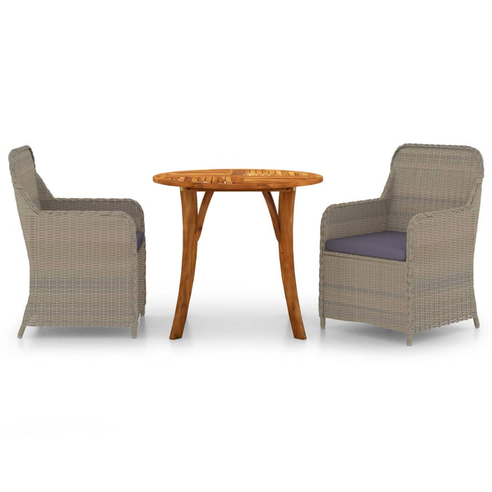 3-tlg. Garten-Essgruppe Braun