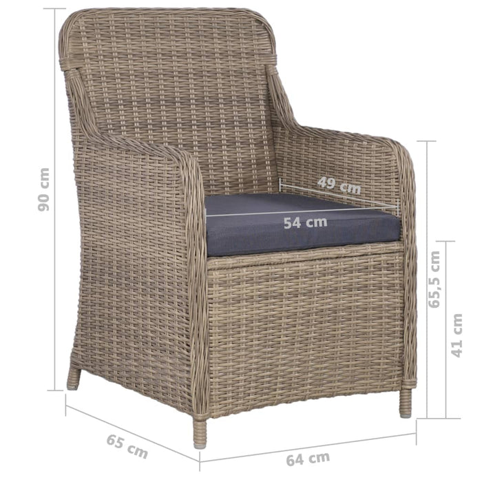 3-tlg. Garten-Essgruppe Braun