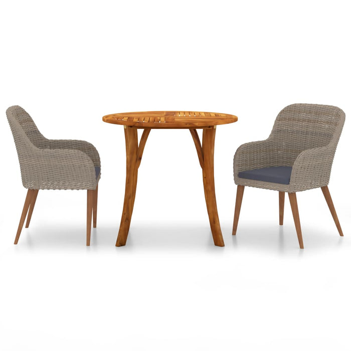 3-tlg. Garten-Essgruppe Braun