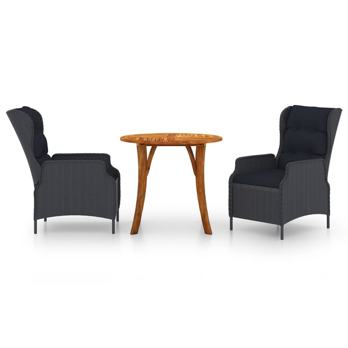 3-tlg. Garten-Essgruppe Dunkelgrau