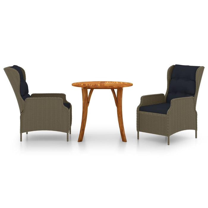 3-tlg. Garten-Essgruppe Dunkelbraun