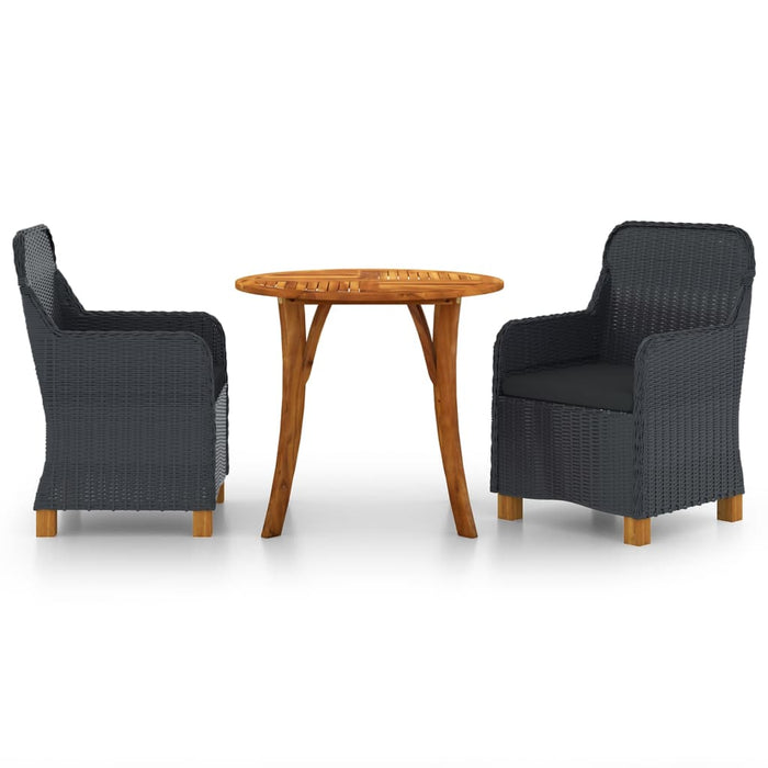 3-tlg. Garten-Essgruppe Dunkelgrau