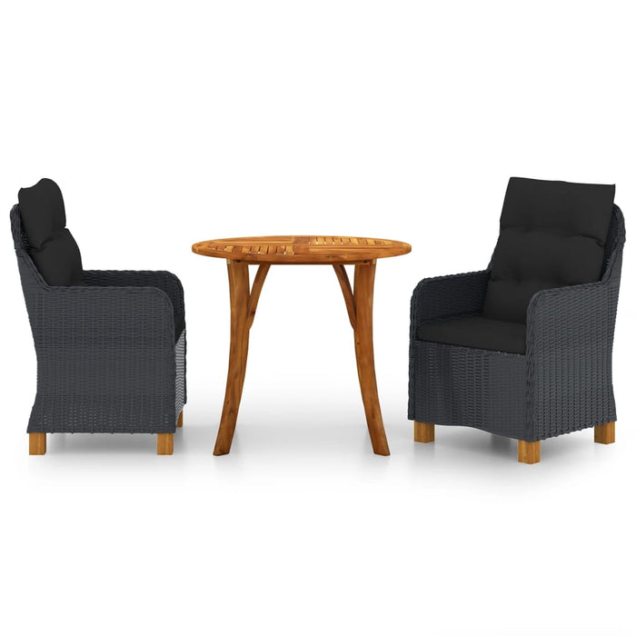3-tlg. Garten-Essgruppe Dunkelgrau