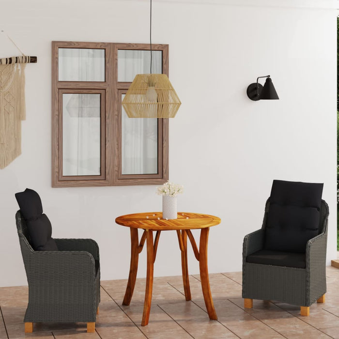 3-tlg. Garten-Essgruppe Dunkelgrau