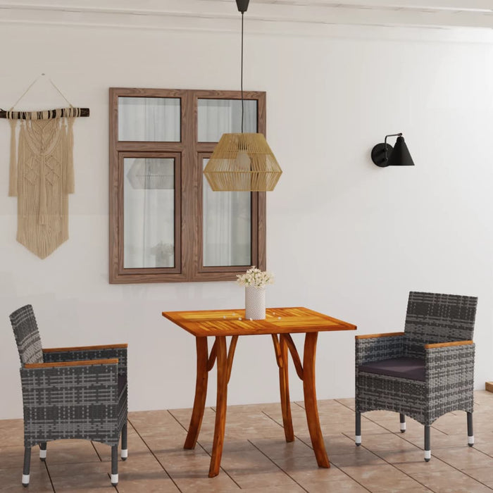 3-tlg. Garten-Essgruppe Grau