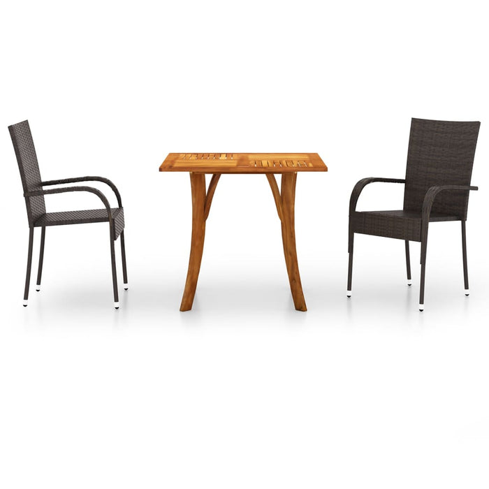 3-tlg. Garten-Essgruppe Braun