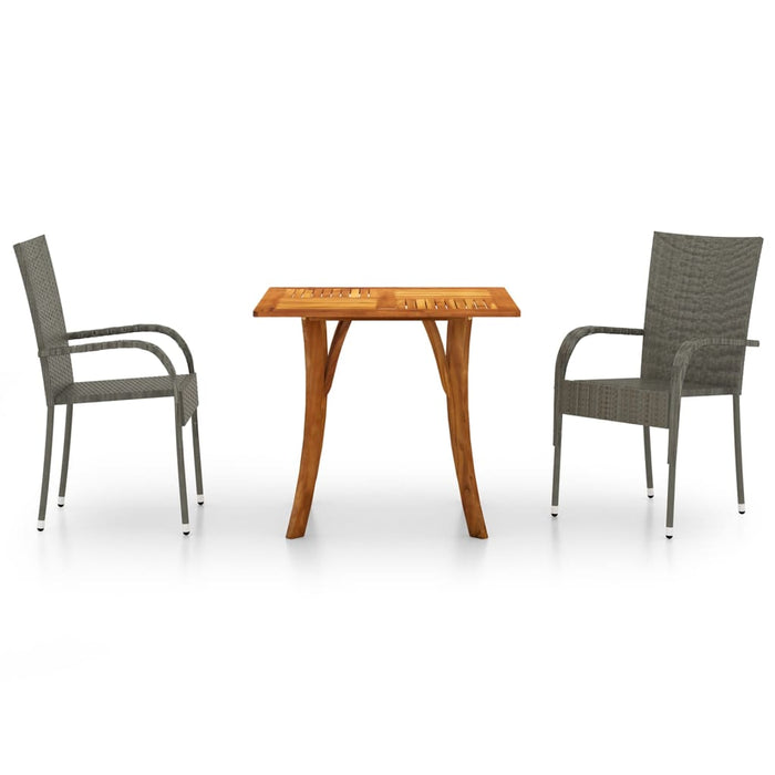 3-tlg. Garten-Essgruppe Grau