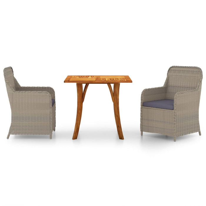 3-tlg. Garten-Essgruppe Braun