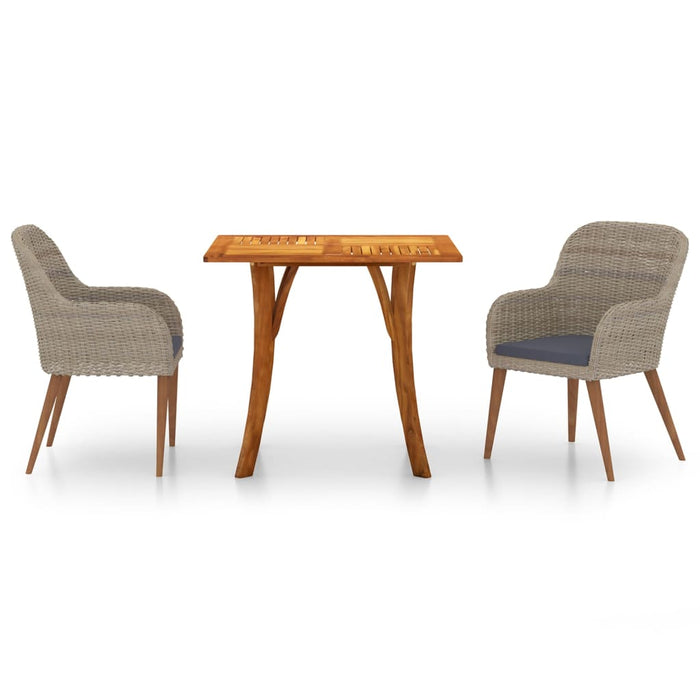 3-tlg. Garten-Essgruppe Braun