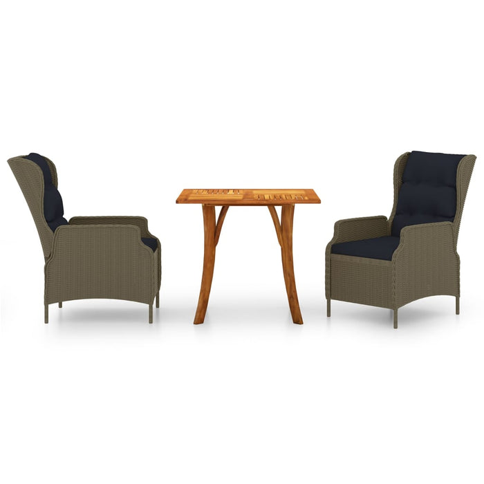 3-tlg. Garten-Essgruppe Braun