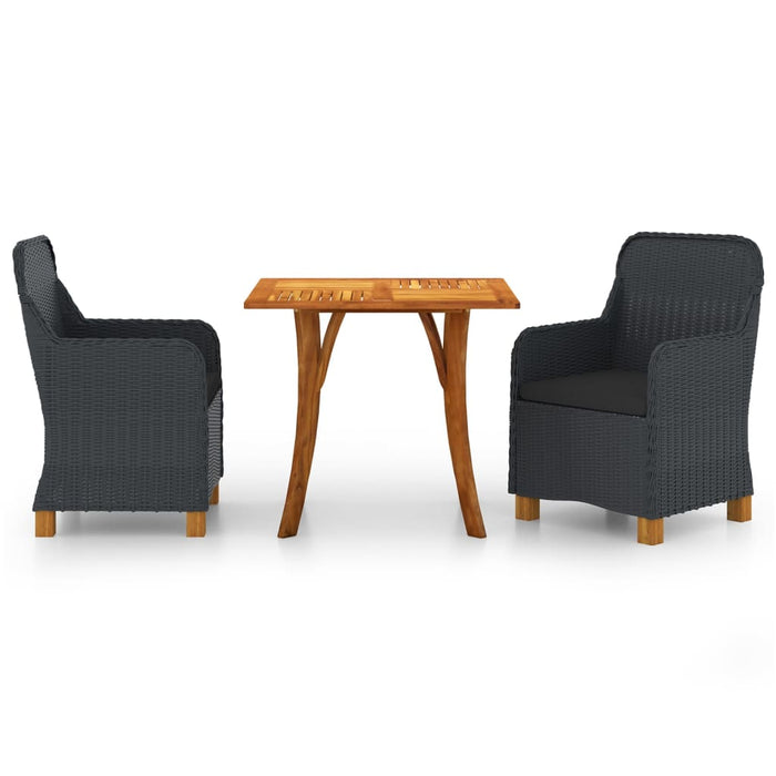 3-tlg. Garten-Essgruppe Dunkelgrau