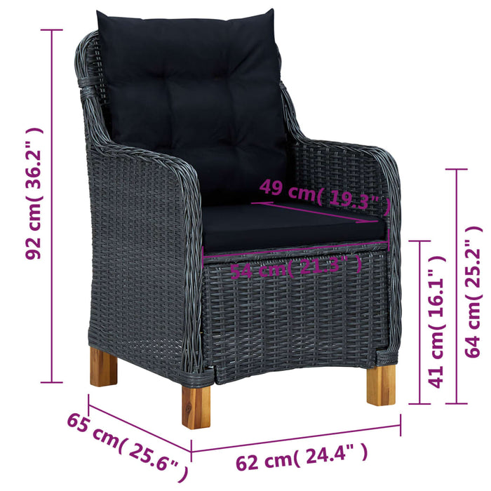 5-tlg. Garten-Essgruppe Dunkelgrau