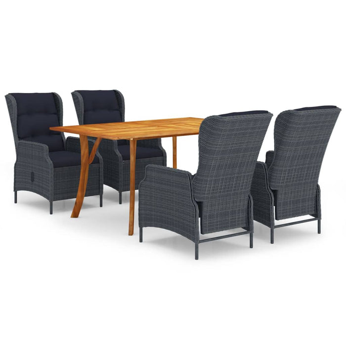 5-tlg. Garten-Essgruppe Dunkelgrau