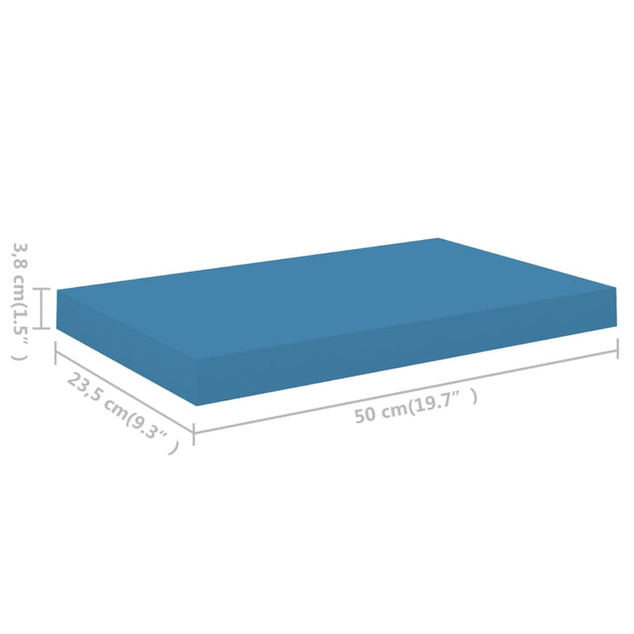 Schweberegale 2 Stk. Blau 50x23x3,8 cm MDF