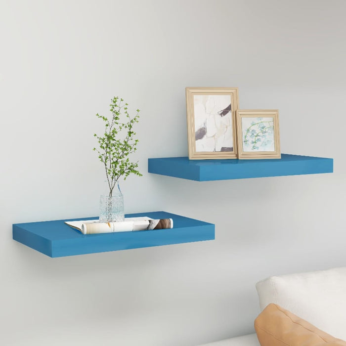 Schweberegale 2 Stk. Blau 50x23x3,8 cm MDF
