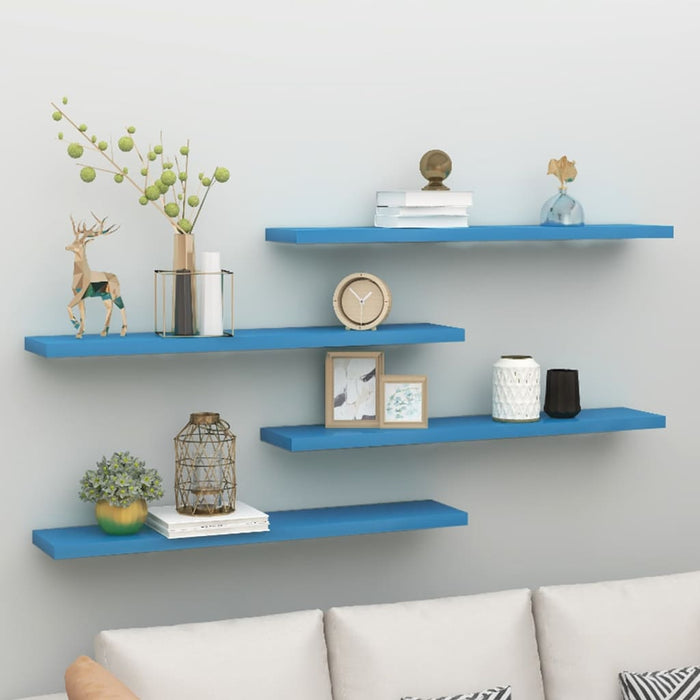 Floating shelves 4 pcs. Blue 120x23.5x3.8 cm MDF