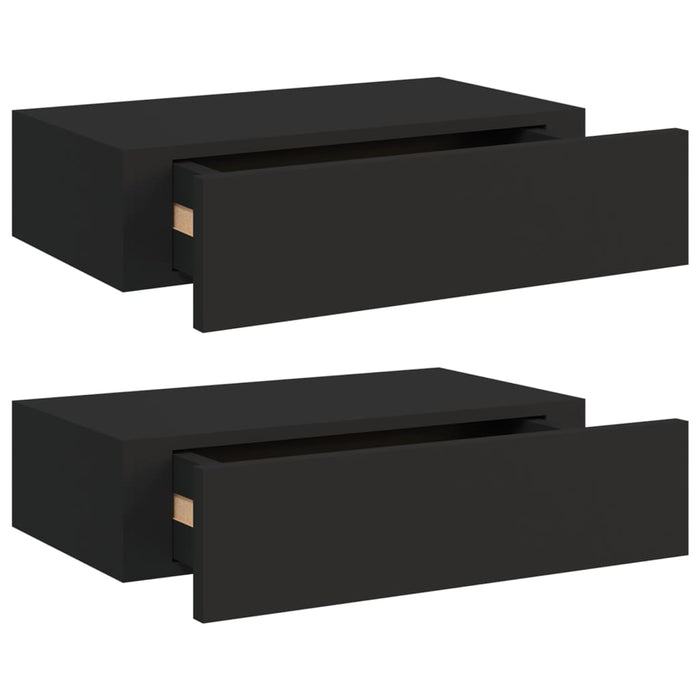 Wall drawer shelves 2 pcs. Black 40x23.5x10 cm MDF