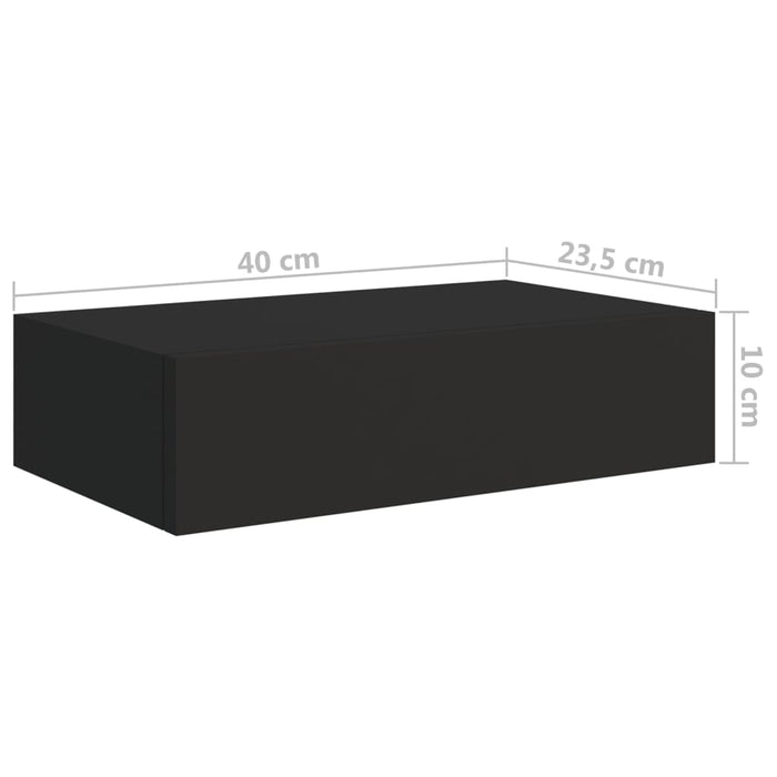 Wand-Schubladenregale 2 Stk. Schwarz 40x23,5x10 cm MDF