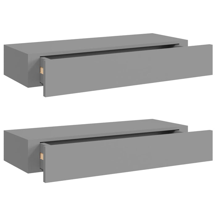 Wall drawer shelves 2 pcs. Gray 60x23.5x10 cm MDF