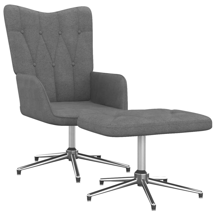 Relaxation chair with stool dark gray fabric
