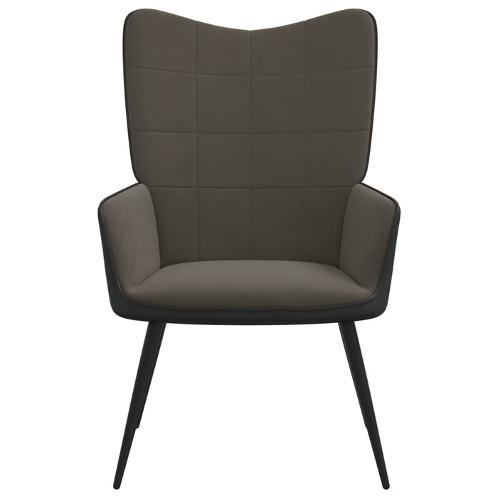 Relaxsessel Dunkelgrau Samt und PVC