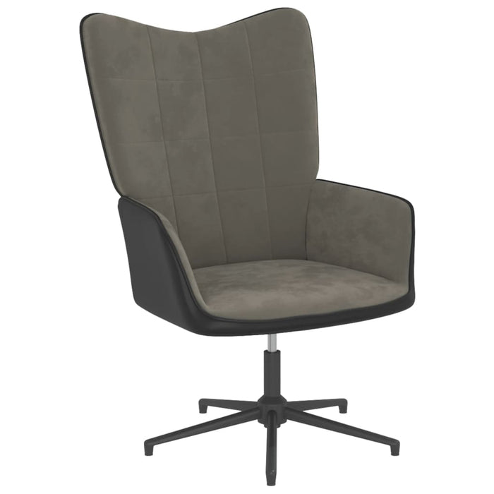 Relaxsessel mit Hocker Dunkelgrau Samt und PVC