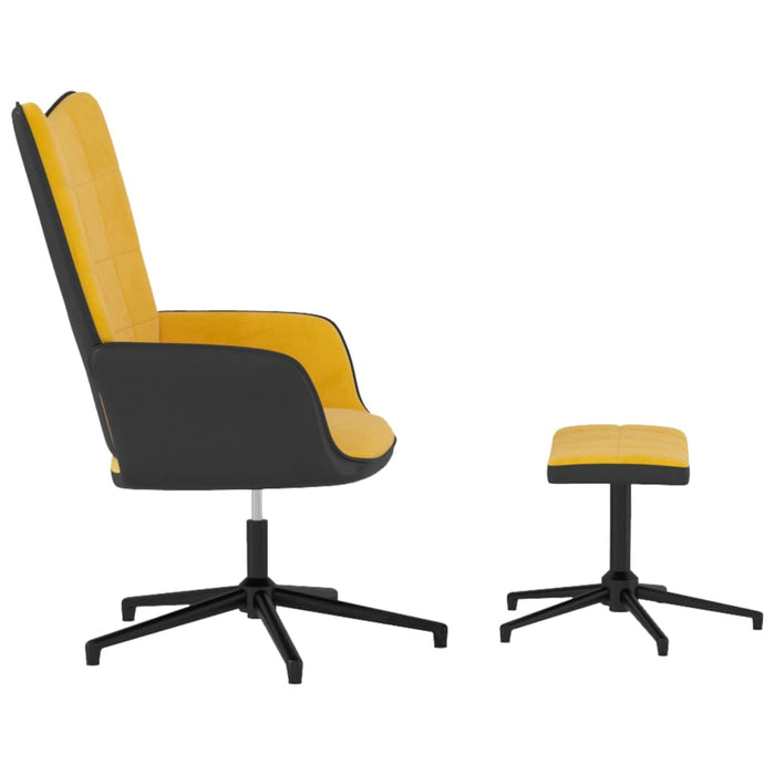 Relaxsessel mit Hocker Senfgelb Samt und PVC