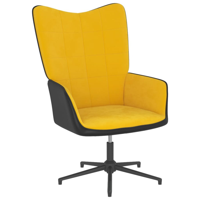 Relaxsessel mit Hocker Senfgelb Samt und PVC
