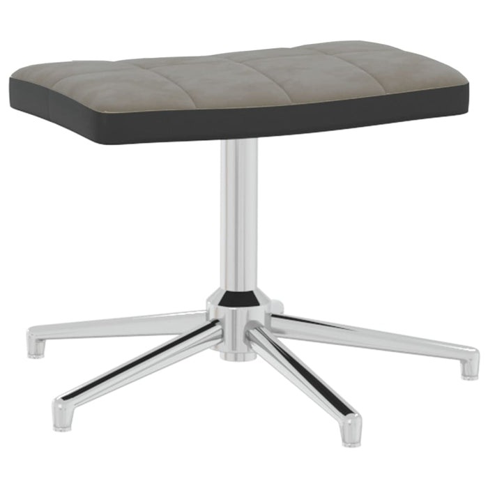 Relaxsessel mit Hocker Hellgrau Samt und PVC