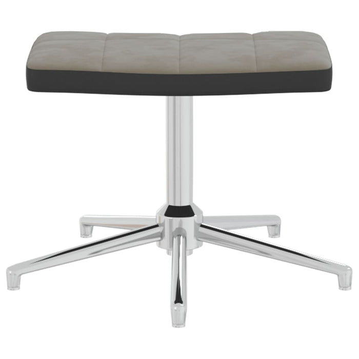 Relaxsessel mit Hocker Hellgrau Samt und PVC