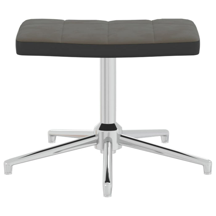 Relaxsessel mit Hocker Dunkelgrau Samt und PVC