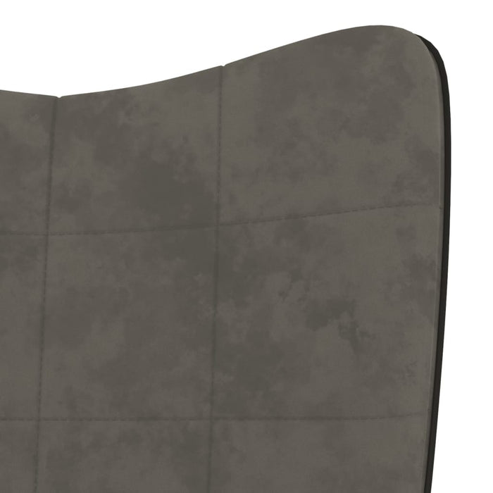 Relaxsessel mit Hocker Dunkelgrau Samt und PVC