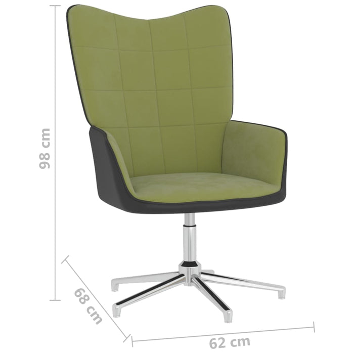 Relaxsessel mit Hocker Hellgrün Samt und PVC
