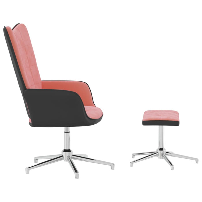 Relaxsessel mit Hocker Rosa Samt und PVC