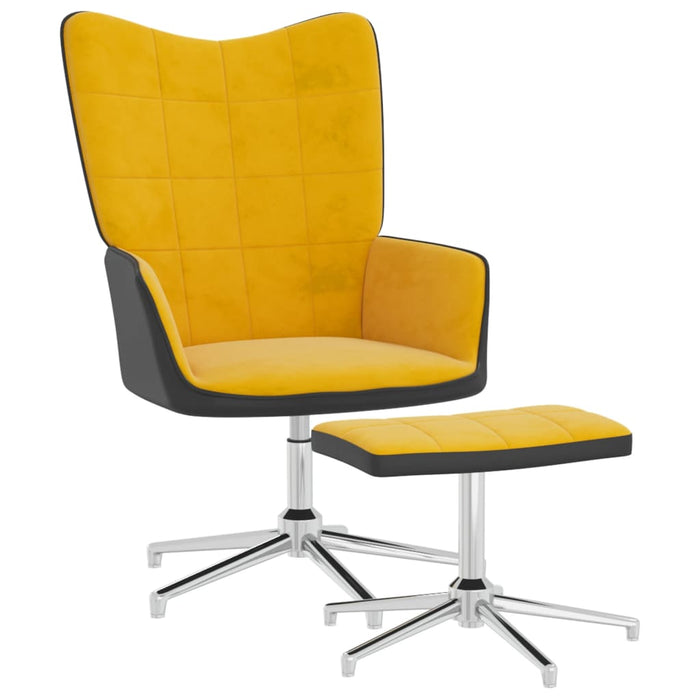 Relaxsessel mit Hocker Senfgelb Samt und PVC