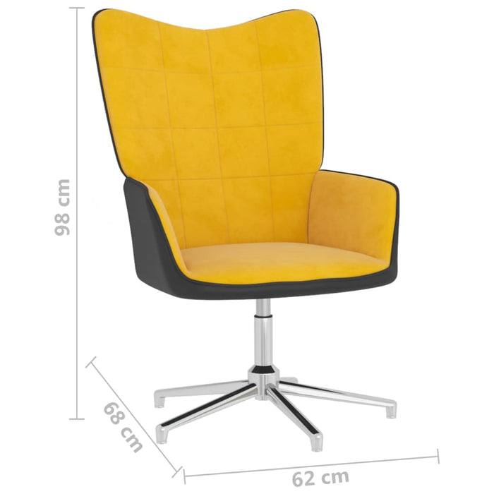 Relaxsessel mit Hocker Senfgelb Samt und PVC