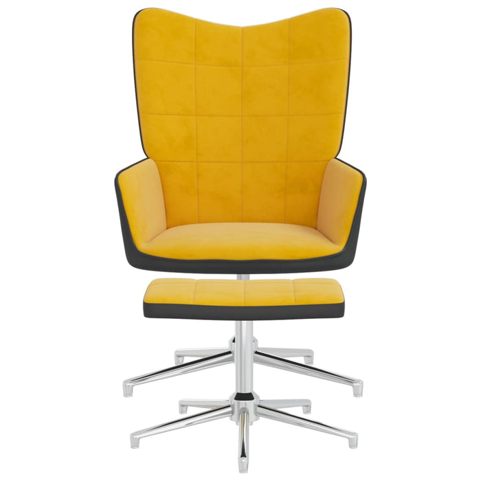 Relaxsessel mit Hocker Senfgelb Samt und PVC